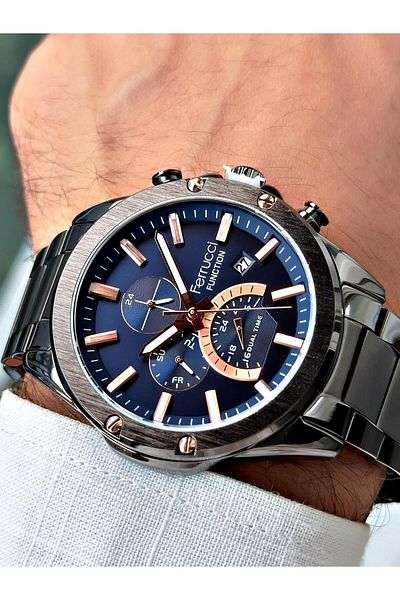 Ferrucci Stylish Design Anthracite Color Steel Band Men's Wrist Watch (3 Atm Waterproof, 2 Years Warranty)