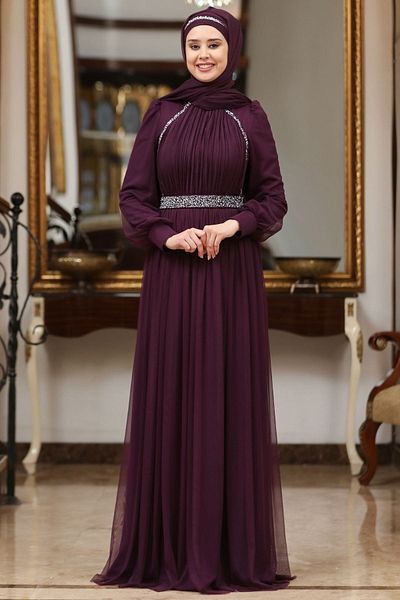 SUBU TASARIM Purple Legendary Evening Dress - Tbssn40