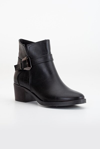 Dilimler Ayakkabı Γυναικείες μπότες με χοντρό τακούνι σε μαύρο κροκόδειλο