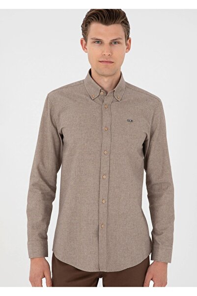 U.S. Polo Assn. ΟΖΗΣ Η.Π.Α. Πόλο Ασν. Ανδρικό πουκάμισο κλασικής εφαρμογής από φτερό καμήλας