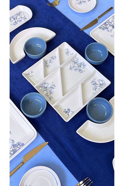 Erbaşlar Cipso Luxury Relief 21 Piece Square Breakfast Set for 6 Persons
