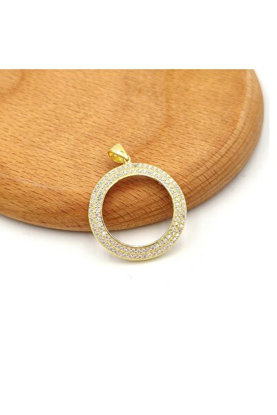 Güler Yüzlü Silver ÇEYREK ALTIN KONULABİLEN İKİ SIRA TAŞLI GÜMÜŞ KOLYE UCU