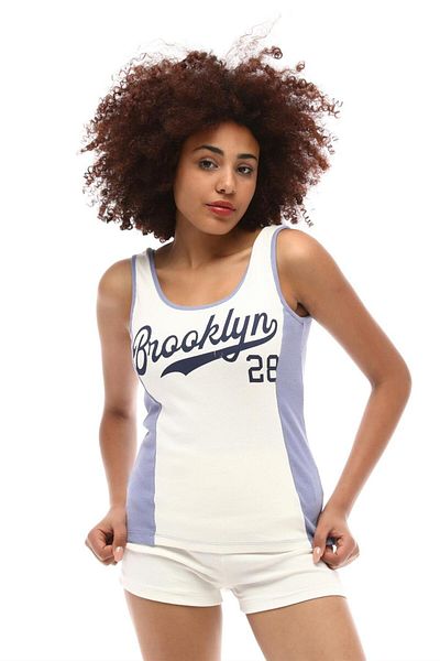 TF The Fancy For You Fancy Women's Thick Strap Brooklyn Printed Garni Detailed Corduroy Tank Top