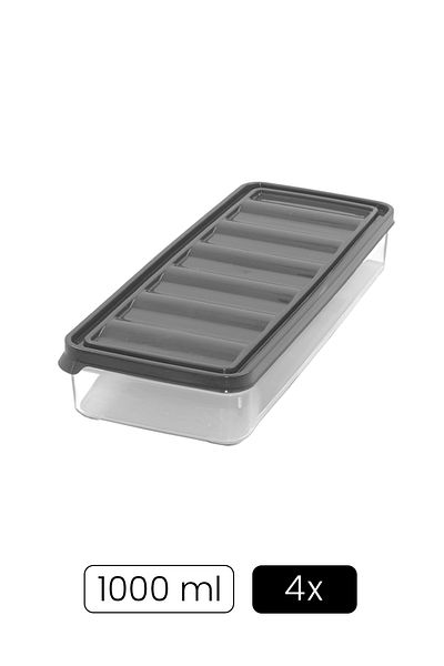 Kitchen Life 4 Pieces 1000 ml Refrigerator and Microwave Storage Container - Refrigerator Organizer Storage Box