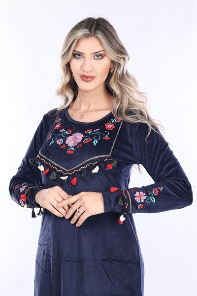 mervemoda Γυναικείο βελούδινο μακρυμάνικο φόρεμα