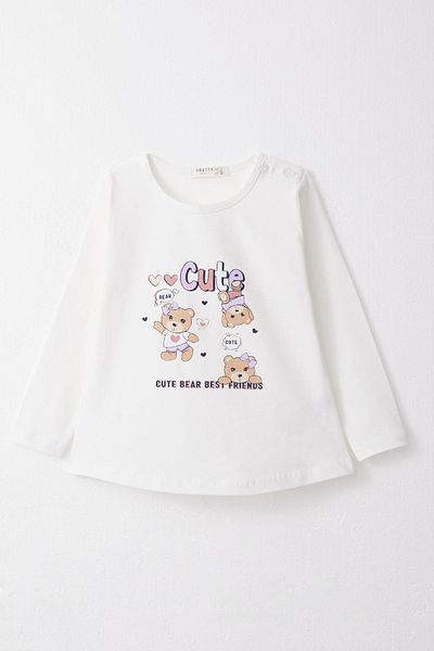 Breeze Printed Set with Cute Tights for 9-3 Years Old Baby Girl - White