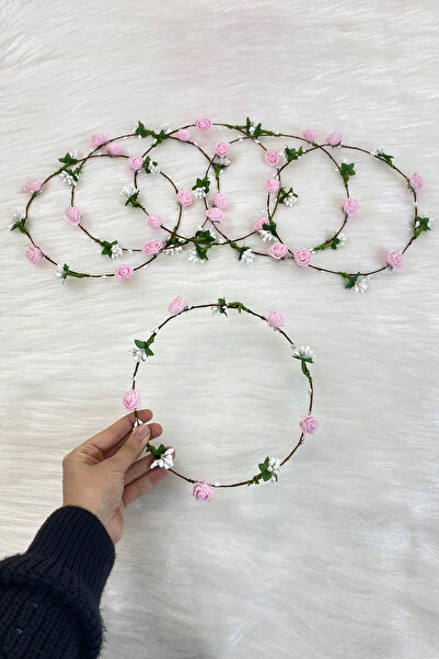 ZEYMERADE تاج وصيفة العروس بأوراق الورد الوردي، حناء الزفاف الليلية، حفلة الز...