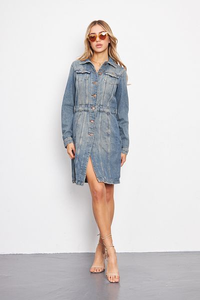 Kutaf Rochie de jeans cu croială normală, albastru deschis, spălat vintage