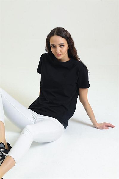 TF The Fancy For You Fancy Women's Crew Neck Regular Fit Black Basic T-Shirt