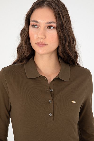 U.S. Polo Assn. Women's Khaki Basic Polo Neck Sweatshirt 50296941 -Vr027