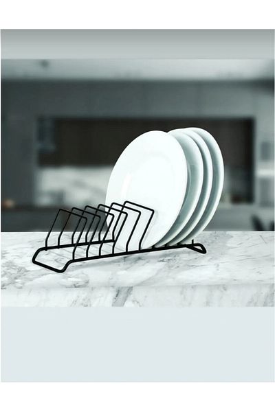 METALAY Countertop Mini Plate Holder with Metal Compartment - Dish Rack