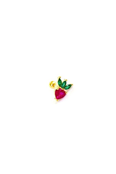 Güler Yüzlü Silver ÇİLEK GÜMÜŞ TRAGUS PIERCING - ALTIN SARI