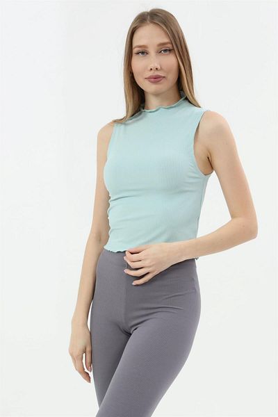 TF The Fancy For You بلوزة نسائية رائعة بياقة واقفة وقصة ضيقة وأكمام قصيرة