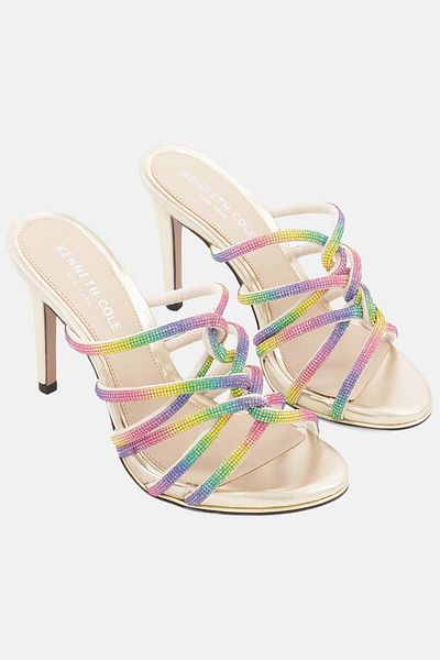 Kenneth Cole Women Medium Brooke 95 Twist Slip On Sandals, Beige Combo