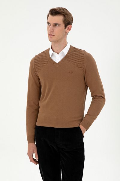 U.S. Polo Assn. Men's Khaki Melange Sweater 50297063 -Vr125