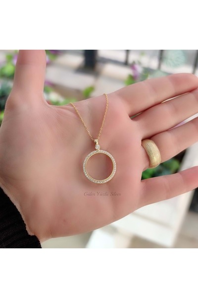 Güler Yüzlü Silver ÇEYREK ALTIN KONULABİLEN TAŞLI GÜMÜŞ KOLYE