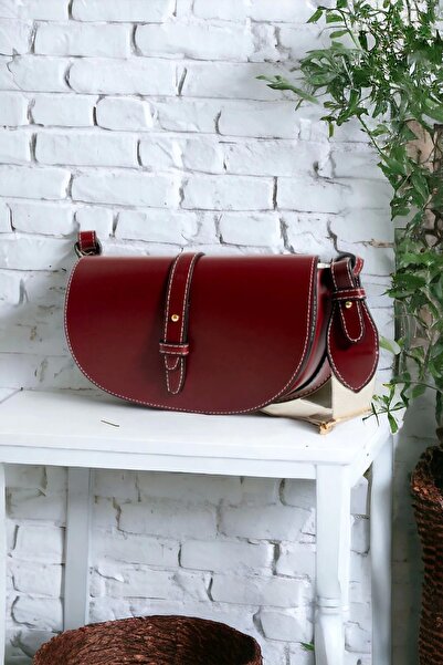 Glemix Geantă de umăr pentru femei Merlin D Model Claret Red Canvas Strap Trend