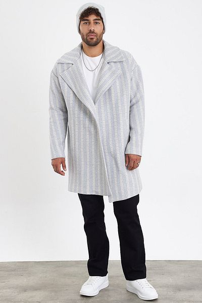 MADZEYMODA New Season Ανδρικό γκρι πλεκτό κασμιρένιο παλτό Mz56119