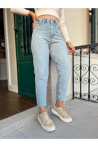 dressmix Blugi de damă Mom Jeans Pantaloni Blue Snow