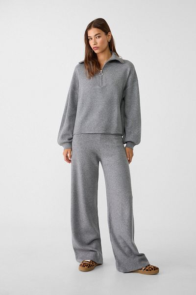 Stradivarius Geniş paça dokuma pantolon