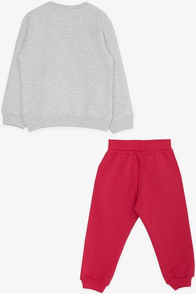 Breeze Unicorn Printed Tracksuit Set for Girls - 1-4 Years, Light Gray Melange