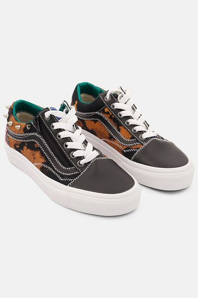 Vans Kids Boy Old Skool Zip Tartan Daze Lace Up Skate Shoe, Black Combo