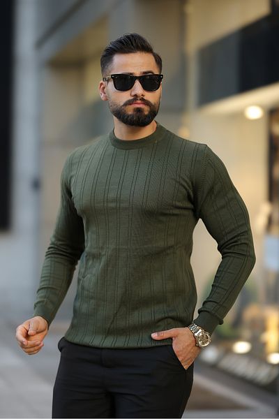 monox Men's Bagel Collar Cotton Knitwear Sweater