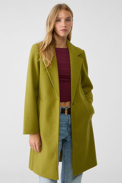 Stradivarius green coat on sale