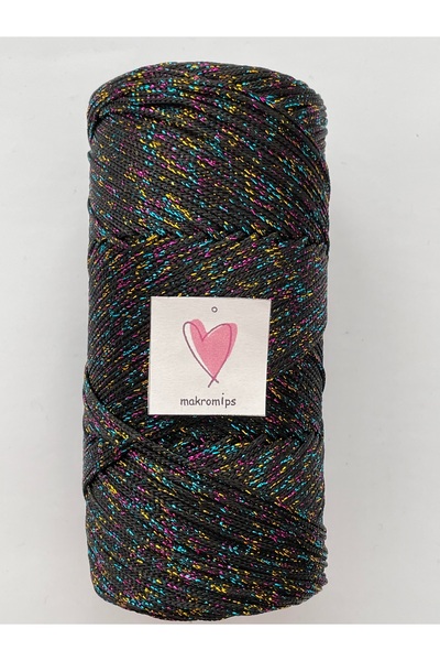 Makromİps SİMLİ POLYESTER MAKROME İPİ PARLAK ABİYE ŞIK IŞILTI  (1 mm200gr220 m) SUPLA ÇANTA HOBİ EL ÖRGÜ