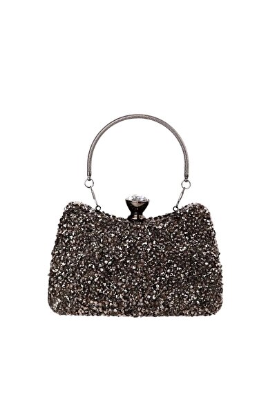 Glemix Belinda Anthracite - Βραδινό φόρεμα Clutch Clutch με κλείσιμο με κρυστ...