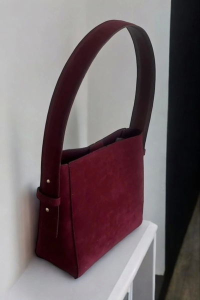 Glemix Halina Burgundy Suede Design Women's Shoulder Bag