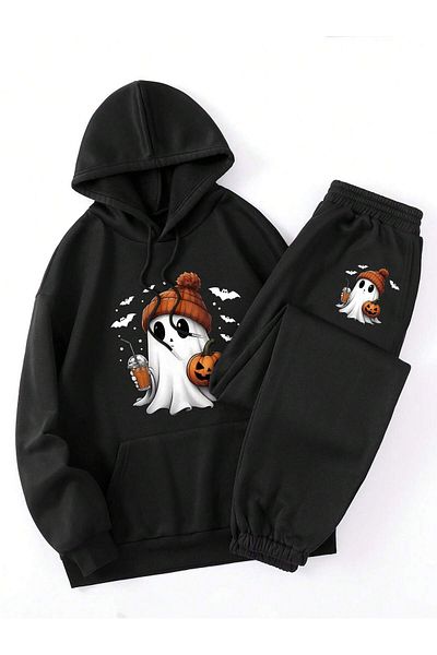 DAXİS Sportwear Company Σετ φόρμας με στάμπα HALLOWEEN Unisex με κουκούλα