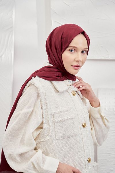 ARMANDA Burgundy Violescarf Shawl - Italian Jacquard Zigzag Pattern
