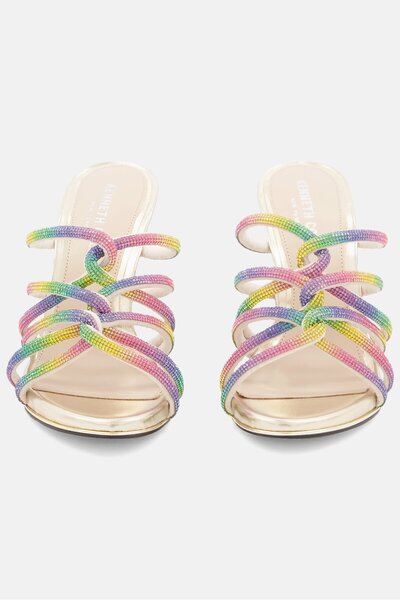 Kenneth Cole Women Medium Brooke 95 Twist Slip On Sandals, Beige Combo