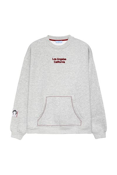Quzu Los Angeles Gray Sweatshirt - Back Print and Kangaroo Pocket
