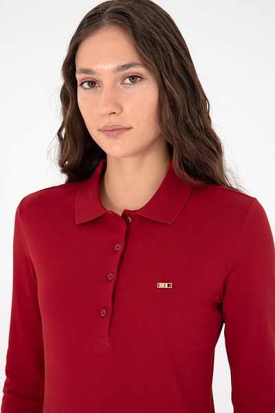 U.S. Polo Assn. Women's Red Basic Polo Neck Sweatshirt 50296941 -Vr030