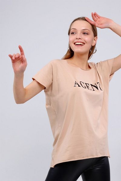 TF The Fancy For You تي شيرت نسائي أساسي مطبوع برقبة واسعة