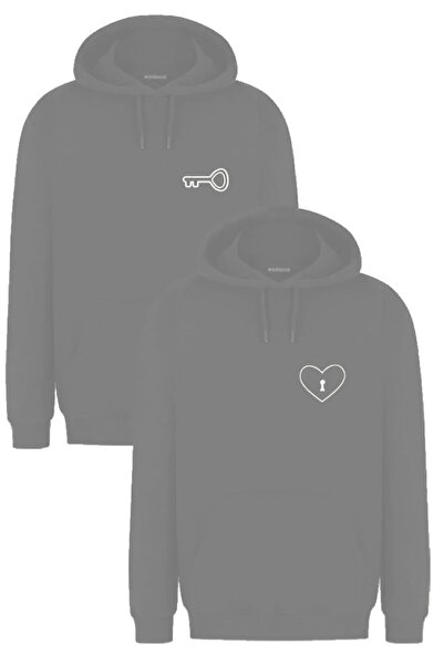 Merkür Store Дамски мъжки суитчър с панделка кенгуру и джоб с качулка Lover C...