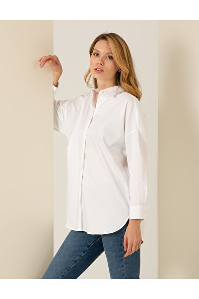 Pierre Cardin قميص أبيض كبير الحجم بأكمام طويلة 50262737-VR013