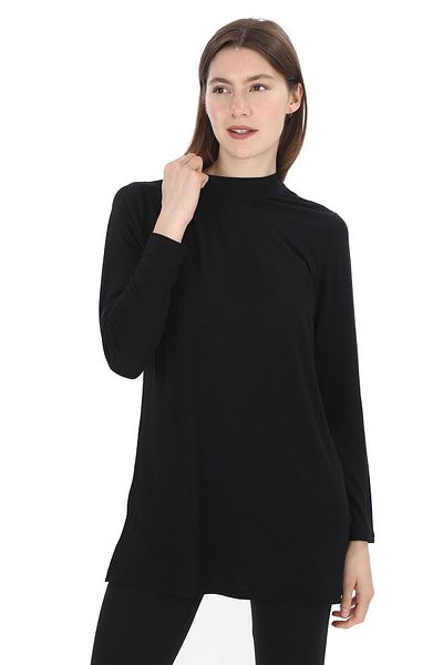 penyebizden Viscose Stand Collar Tunic - 2 Pack, Black & Cream