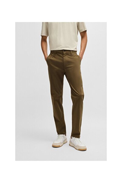 BOSS Esnek pamuklu saten daralan kesim chino