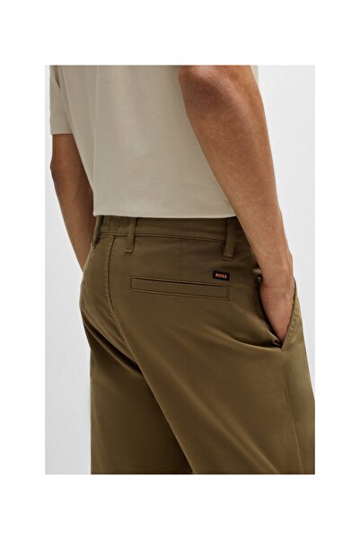 BOSS Esnek pamuklu saten daralan kesim chino