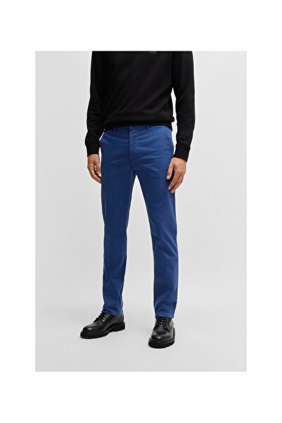 BOSS Esnek pamuklu saten dar kesim chino