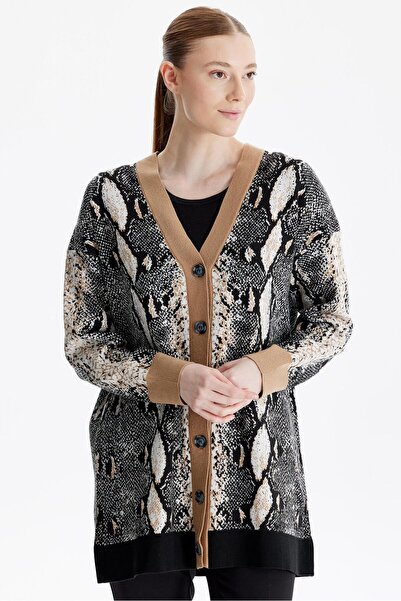 Tığ Triko YILAN DESENLİ TRİKO HIRKA CAMEL