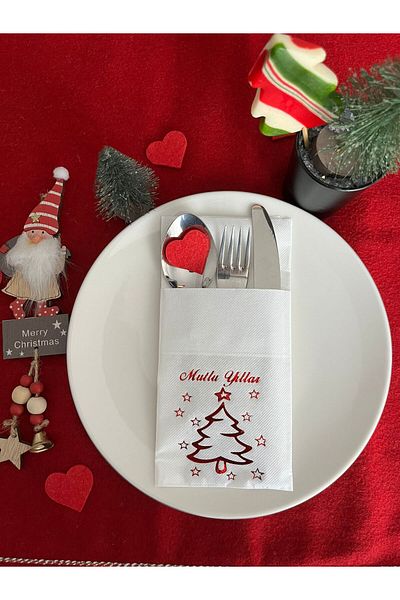 kidspartim 40X40 Red Gilded White Happy Birthday Pocket Napkin Set of 12