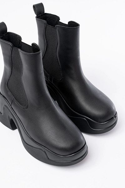 SKY SHOES Cizme de damă de zi cu zi cu talpă înaltă neagră