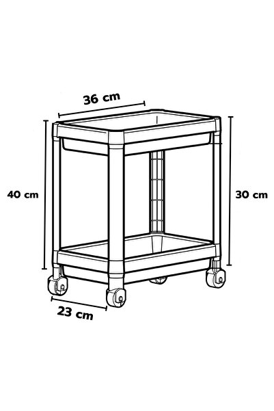 Nandy Home 2 Adet Tezgah Altı Tekerlekli Raf Ünitesi