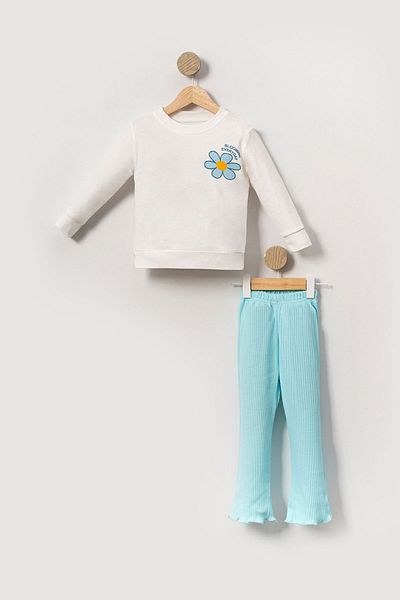 Bubito Daisy Visual Baby Girl & Child Cotton Top and Bottom Set - Green