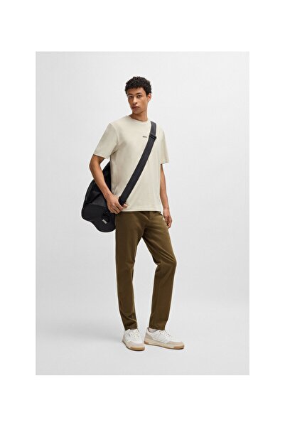 BOSS Esnek pamuklu saten daralan kesim chino