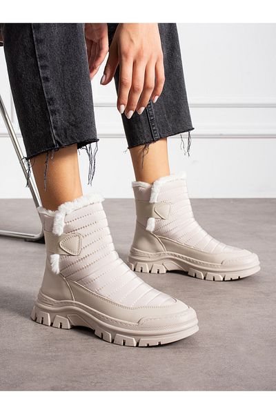 Alemdar Shoes Γυναικείες μπότες PAX Cream χωρίς φερμουάρ